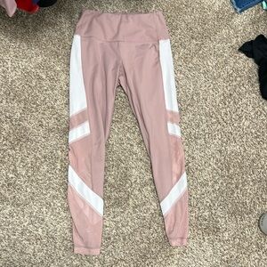 Pink yogalux 3/4 leggings with mesh